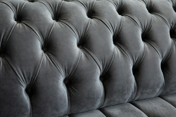 Moderner Chesterfield grauer 3-Sitzer Stilvolle Wohnzimmer 3-er Couch