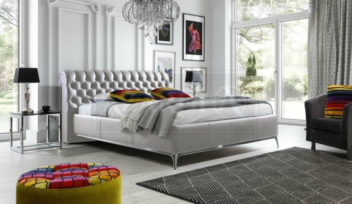 Schwarzes Chesterfield Luxus Doppelbett Designer Schlafzimmer Möbel