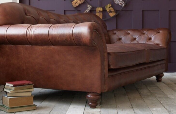 Luxus Chesterfield Wohnzimmer Couch Braun Sofa Sitz Polster Textil Couchen Neu