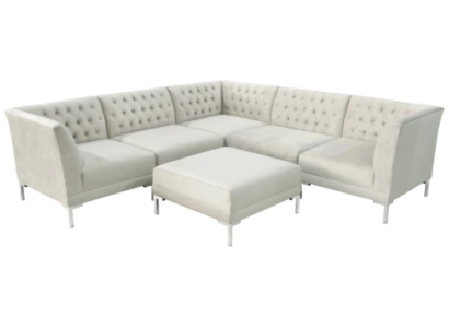 ecksofa beige chamgpaner weiße chesterfield couch textil luxus möbel eckgarnitur