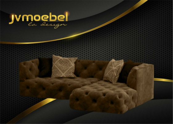 Chesterfield L-Form Ecksofa Couch Design Textil Polster Garnitur Sofa Ecke Neu