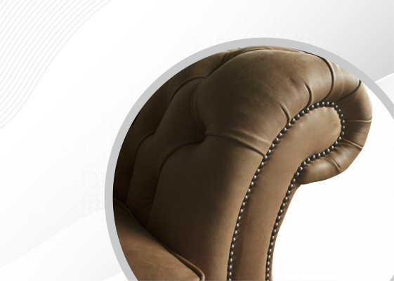 Design Sofa 3 er Couch Textil Polster Braun Klassische Sofas Chesterfield Neu