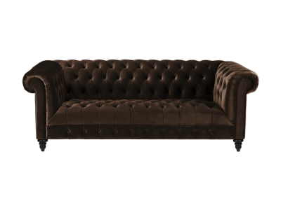 Braune Samt Couch Luxus Polster Chesterfield Möbel Sofa mit Knöpfen Dreisitzer