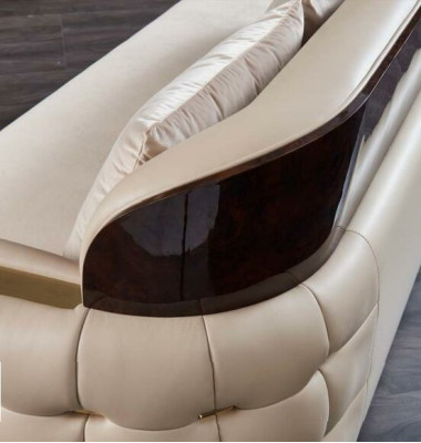 Ecksofa Leder Beige Luxus Wohnlandschaft Couch Eckgarnitur Sofas Möbel Design