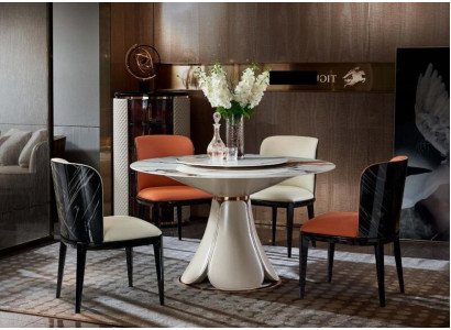 Esstisch 4x Stühle Rund Luxus Essgarnitur Design Gruppe Esszimmer Möbel 5tlg.