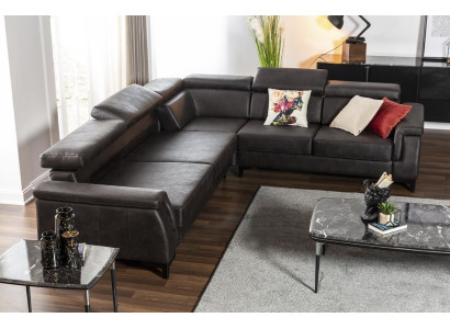 Ecksofa L Form Sofa Sofas Ledersofa Schwarz Bettfunktion Wohnlandschaft