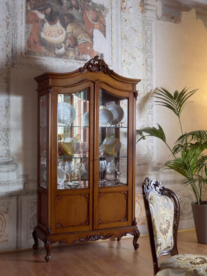 Edle Vitrine Antik Stil Barock Rokoko Wohnzimmer Klassisch Glas Schrank