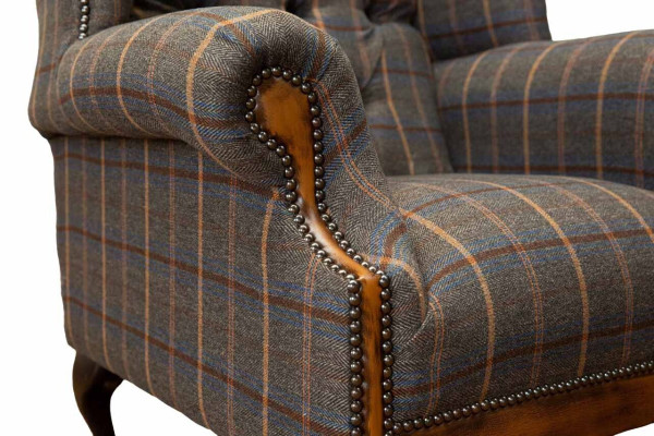Chesterfield Sessel Couch Polster 1 Sitzer Textil Ohrensessel Polster