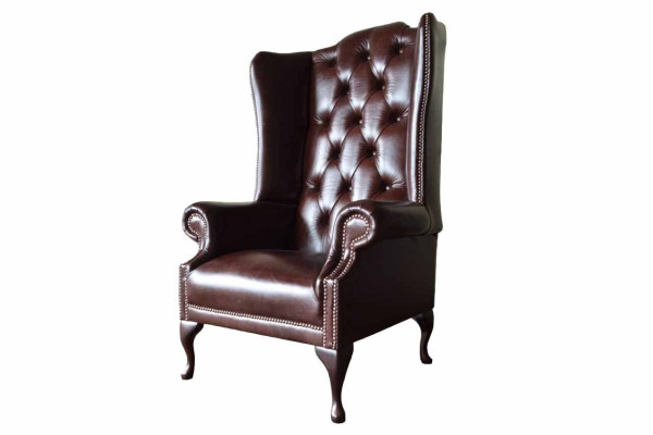 Sessel 1 Sitzer Braun Wohnzimmer Leder Design Chesterfield Ohrensessel