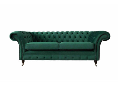 Chesterfield 3 Sitzer Polster Couch Sofa Textil Modern Stil Stoff Neu
