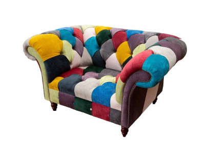 Sessel Design Chesterfield Lounge Mehrfarbig Sofa Einsitzer 130cm Neu