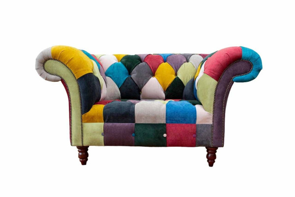 Sessel Design Chesterfield Lounge Mehrfarbig Sofa Einsitzer 130cm Neu