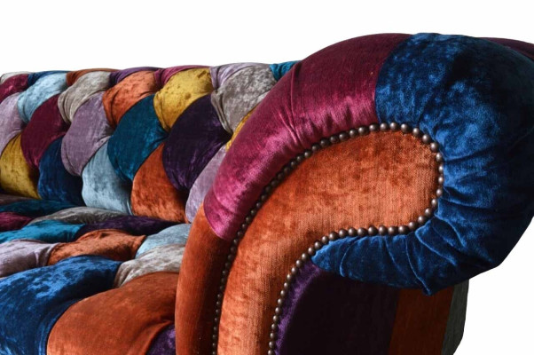 Chesterfield Textil Sofa Couch Polster Sofas Luxus Stoff 3 Sitzer Design
