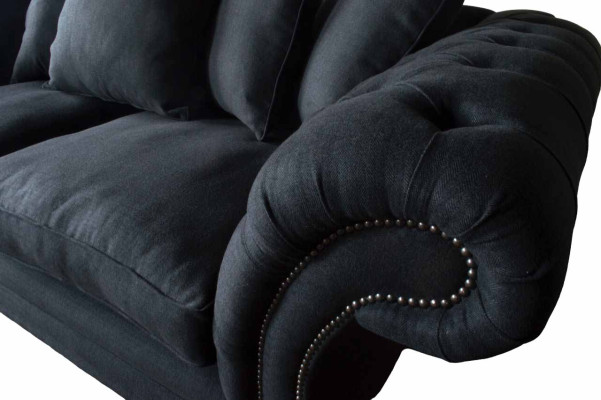 Sofa Textil Stoff 3 Sitzer Couch Designer Sitz Polster Schwarz xxl big