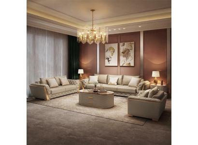 Ledersofa Couch Polster Garnitur 321 Sitzer komplett set sitzpolster Garnituren