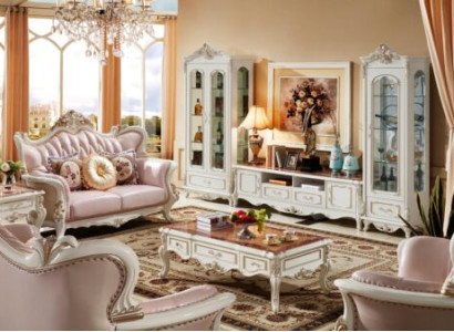 Vitrine Weiß Luxus Wohnzimmer Möbel Holz Glas Design Elegantes Klassische