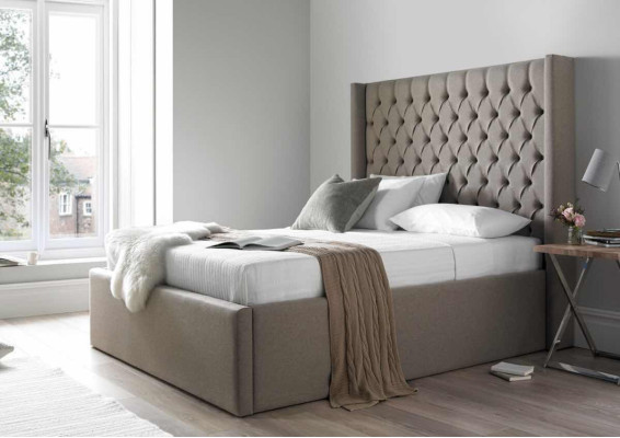 Chesterfield Schlaf Zimmer Doppel Betten Design Leder Luxus Bett Hotel