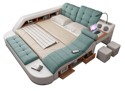 Bett Doppel Leder Polster Betten Multifunktion mit Massagefunktion Neu