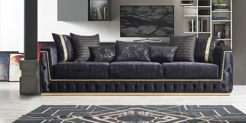 Dreisitzer Sofa 3 Sitzer Sofas Polster Couchen Chesterfield mit Textil