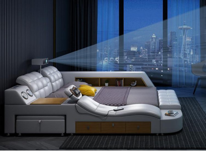 Bett Multifunktion Betten tv beamer usb led Massage Funktion Hotel Luxus