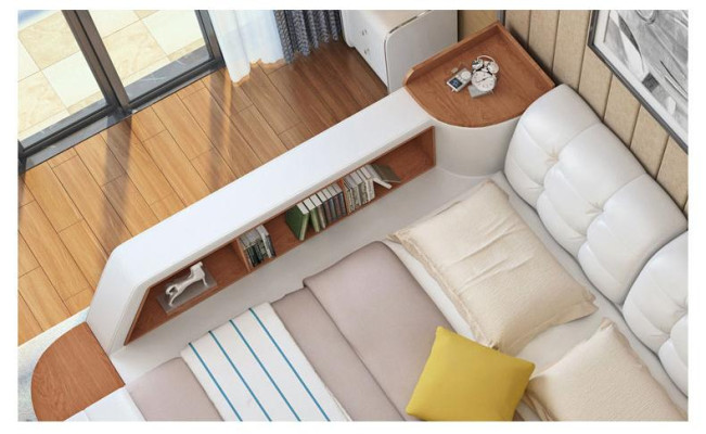 Multifunktion Schlafzimmer Liege Regale Luxus Bett Leder Betten 180x200