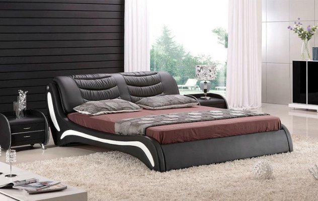 Designer Bett Schlafzimmer Betten Leder Hotel Luxus Polster Italienische