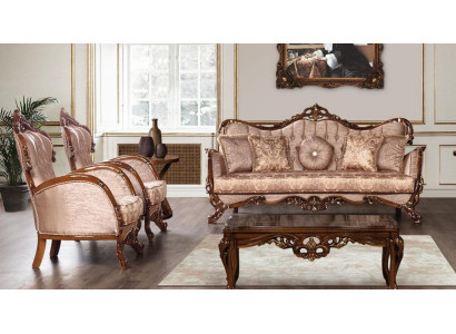 Garnitur Sofa Sofagarnitur 3+1+1 Sitzer Sessel Sofas Set Stoff Barock Sitz Luxus