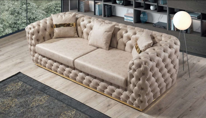Luxus Chesterfield Sofagarnitur 3+1+1 Sitzer Garnitur Sofa Sessel Sofas Leder