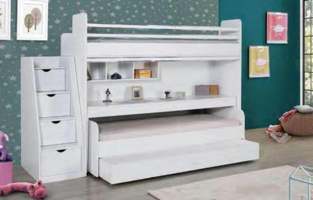 Kinder Etagenbett 3 Betten Hochbett Holz Jugendzimmer Möbel Doppelstockbett 