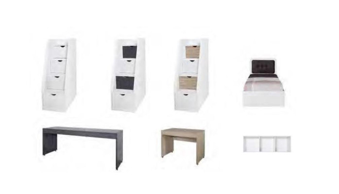 Etagenbett Hochbett Spielbett Kinderbett mit Schubladen Modern Holz Massiv 