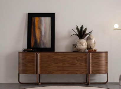 Braune Luxus Holz Kommode Modernes Sideboard Wohnzimmer Möbel Konsole