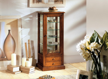Wohnzimmer Möbel Anrichte Massive Holz Vitrinen Glas Schrank Echtholz Vitrine