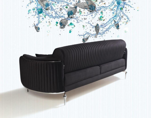 Sofagarnitur Wohnzimmer Sofagarnitur 3+1 Sitzer Modern Schwarz Sofa Set