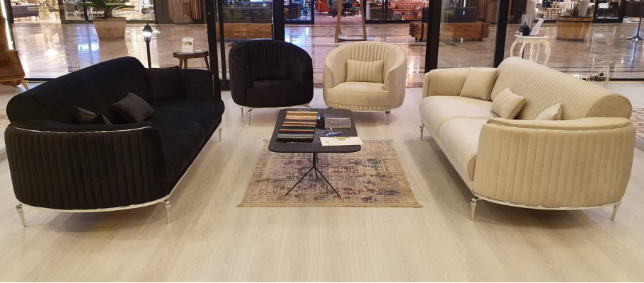 Sofa 3 Sitzer Wohnzimmer Möbel Textil Sofas Couch Modern Dreisitzer