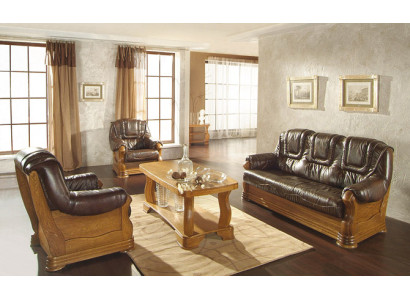 Ledersofa Männer Club Sofa Couch Polster Sitz Sofagarnitur 3+1+1 Komplett Set