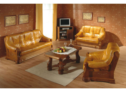 Wohnzimmer Ledercouch Sofagarnitur Set 3+1 Sitzer Sofa Couch Sitz