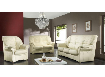 Klassische Wohnzimmer Garnitur 3+1 100% Vollleder Couch Sitz Polster