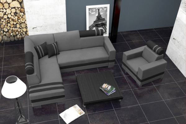Sofa Schlafsofa Designer Sofa mit Bettfunktion + Bettkasten Ecksofa Couch NEU