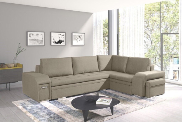 Polstersofa Loungesofa Couch Sitzgruppe Wohnzimmer mit Kissen Sofa L-Form Schlaf