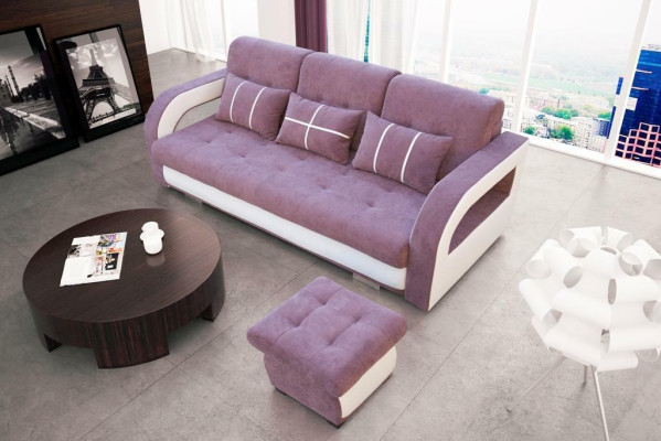 Sofa Couch Polster Sofas Couchen Schlafsofa Bettfunktion 3 Sitzer + Hocker Neu