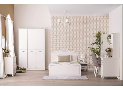 Komplette Jugendbett Funktionsbett Ausziehbares Set 8tlg Holz Weiß