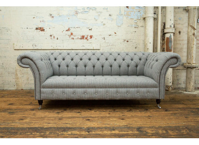 Wohnzimmer Chesterfield Sofa Design Textil Couchen Sofas Dreisitzer Grau Couch