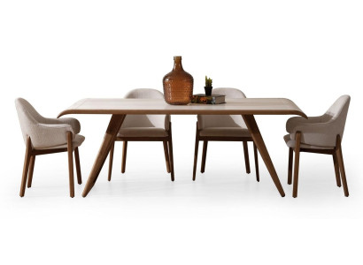 Brauner Exklusiver Esszimmer Set Esstisch 6x Stühle Polsterstühle 7tlg