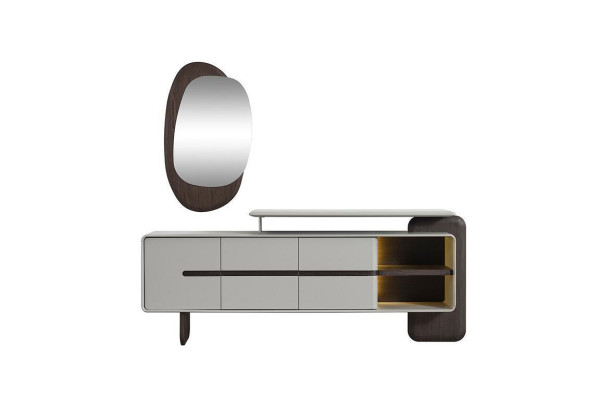 Weißes Sideboard Luxuriöser Spiegel Designer Anrichte Edles 2tlg Set