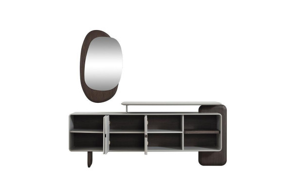Weißes Sideboard Luxuriöser Spiegel Designer Anrichte Edles 2tlg Set