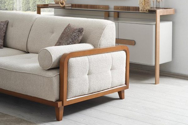 Wohnzimmer Designer 3-Sitzer Sofa Luxus Polster Couch Holzgestell Neu