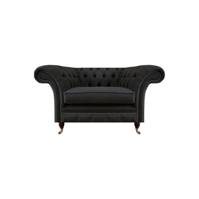 Luxuriöser Schwarzer Chesterfield Einsitzer Wohnzimmer Polster Sessel