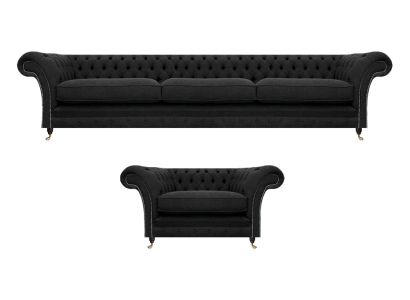 Luxus Polstermöbel Schwarz Sofa Dreisitze Couch Chesterfield Sessel Wohnzimmer