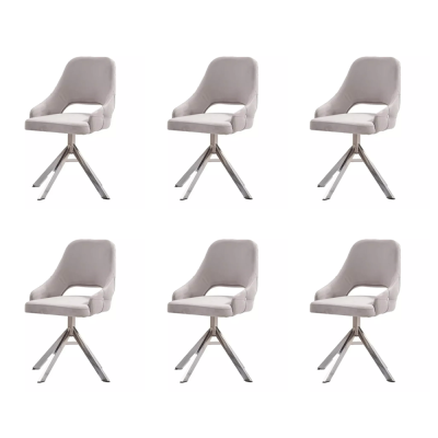 Luxus Stuhl Set 6x Stühle Essgruppe Garnitur Esszimmer Lehnstühle Sessel Metall