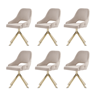 Modern 6x Stühle Polsterstuhl Luxus Sessel Beige Stuhl Lehnstuhl Esszimmer